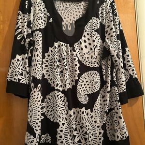 Black and white shirt with unique neck line